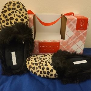 New Charter Club Slippers Black Leapord print